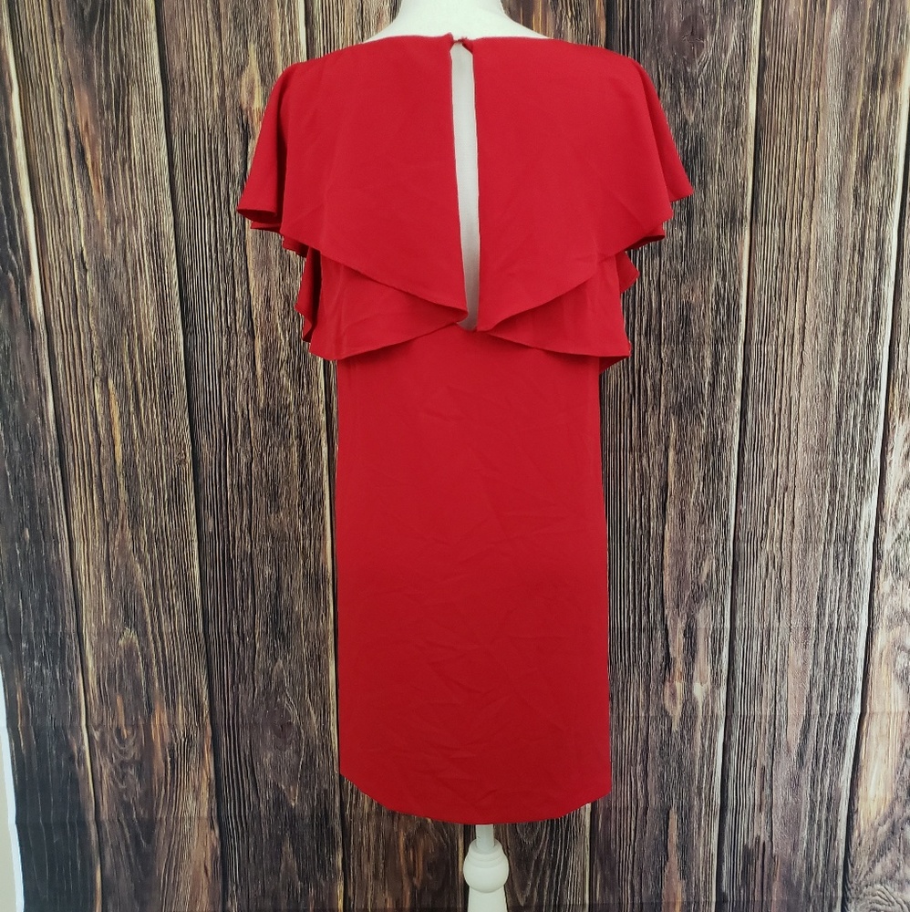 Zara Red Ruffle Dress Wiyh Keyhole Back - Picture 3 of 4